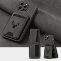 Wallet Phone Case Compatible with iPhone 16E/ 16promax/ 15plus/ 14pro/ 13promax/ 12/ 11, Luxury PU Leather, Card Holder and Stand, Moose