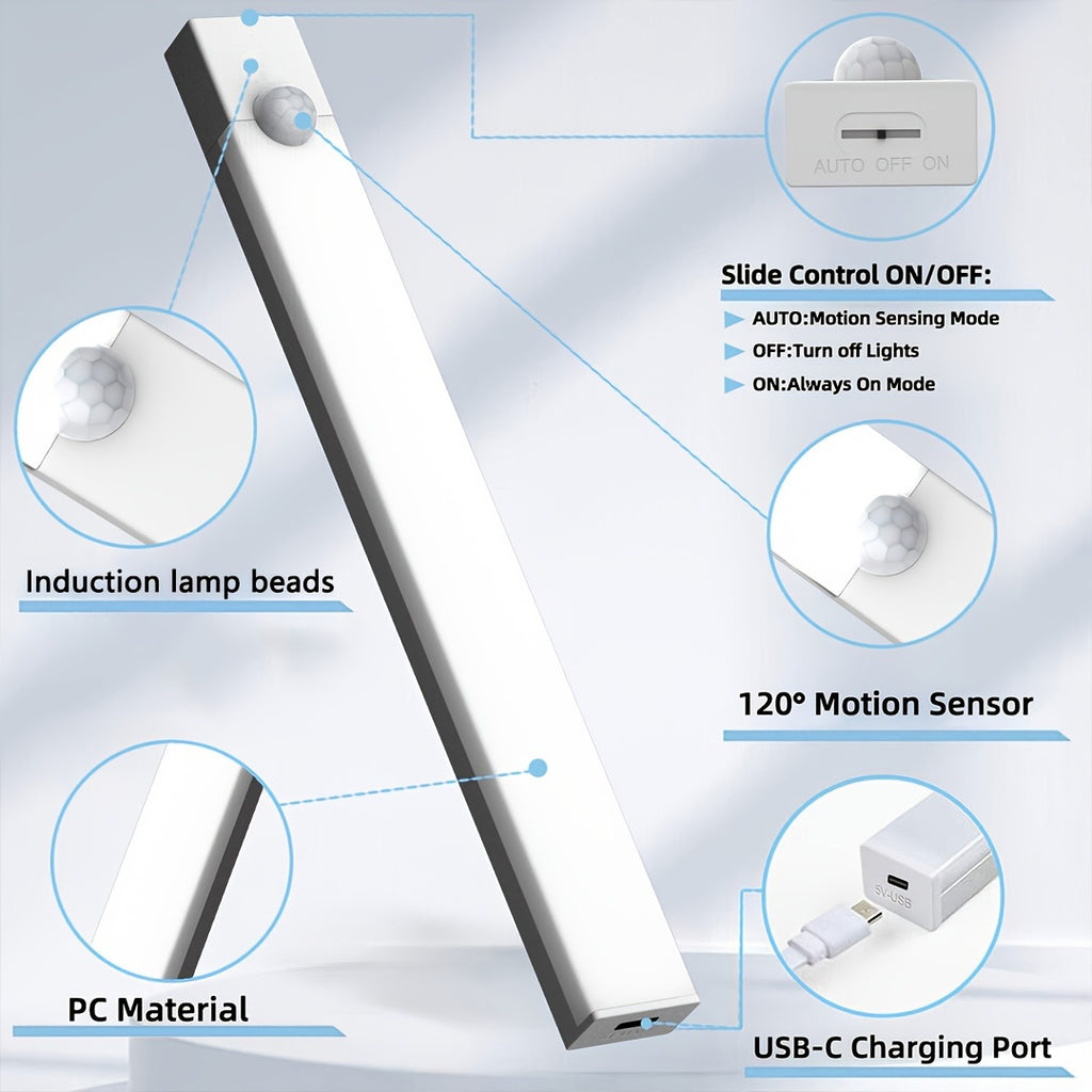 6pcs Intelligent LED Human Body Sensing Dimming Cabinet Lights, USB Charging, 3-speed Adjustable Mode, Wireless Night Lights Suitable for Bedrooms, Stairs, Kitchens, Smart Offices, Piano Rooms And Dance Studios, Bedside Reading Lights