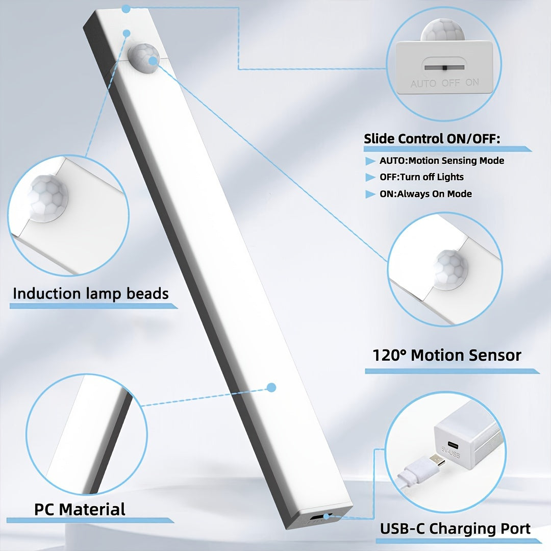 6pcs Intelligent LED Human Body Sensing Dimming Cabinet Lights, USB Charging, 3-speed Adjustable Mode, Wireless Night Lights Suitable for Bedrooms, Stairs, Kitchens, Smart Offices, Piano Rooms And Dance Studios, Bedside Reading Lights