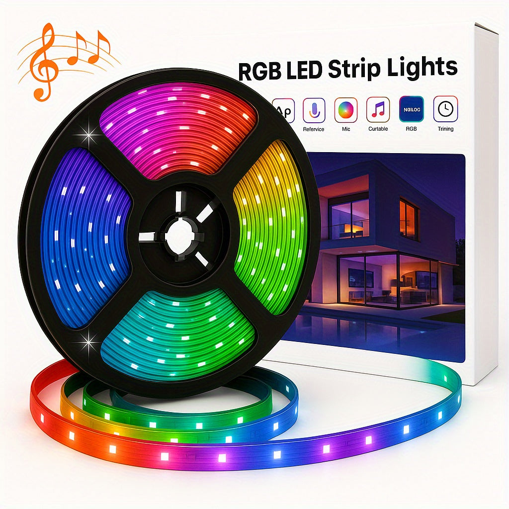 Smart LED Strip Lights for Bedroom, RGB LED Lights with App And Remote Control, Home Decor Color Changing Lights for Room Party, Holiday Decoration Light Strip, Thanksgiving Gifts, Christmas Decor
