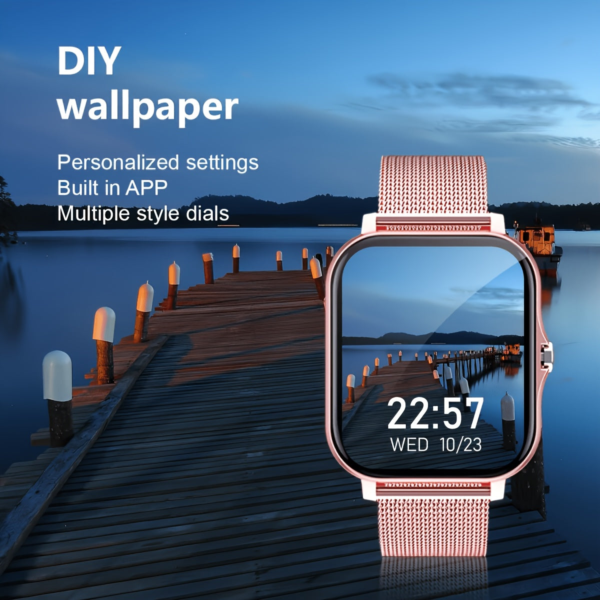 Touchscreen Smartwatch for Men And Women Wireless Calling/Message Alerts/Music Playback Multiple Sports Modes, Weather, Stopwatch, Timer, Alarm Magnetic Charging Compatible with Android And iPhone Systems Two Strap Options, Multiple Color
