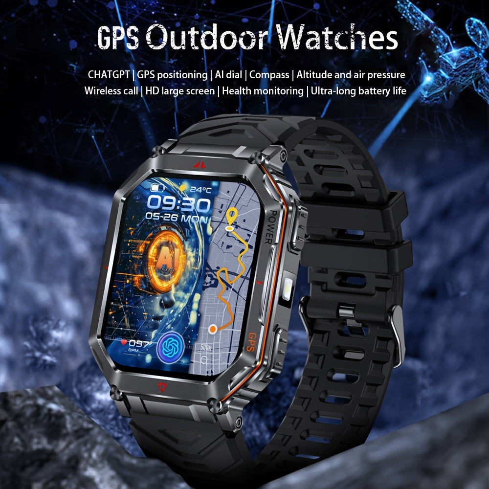 Outdoor Adventure Smartwatch, All-metal Body Design, Rugged And Durable, Built-in GPS For Accurate Positioning, IPX8 Waterproof, Altimeter And Barometer Compass, With LED Flashlight, Supports Making And Receiving Calls, Message Reminders
