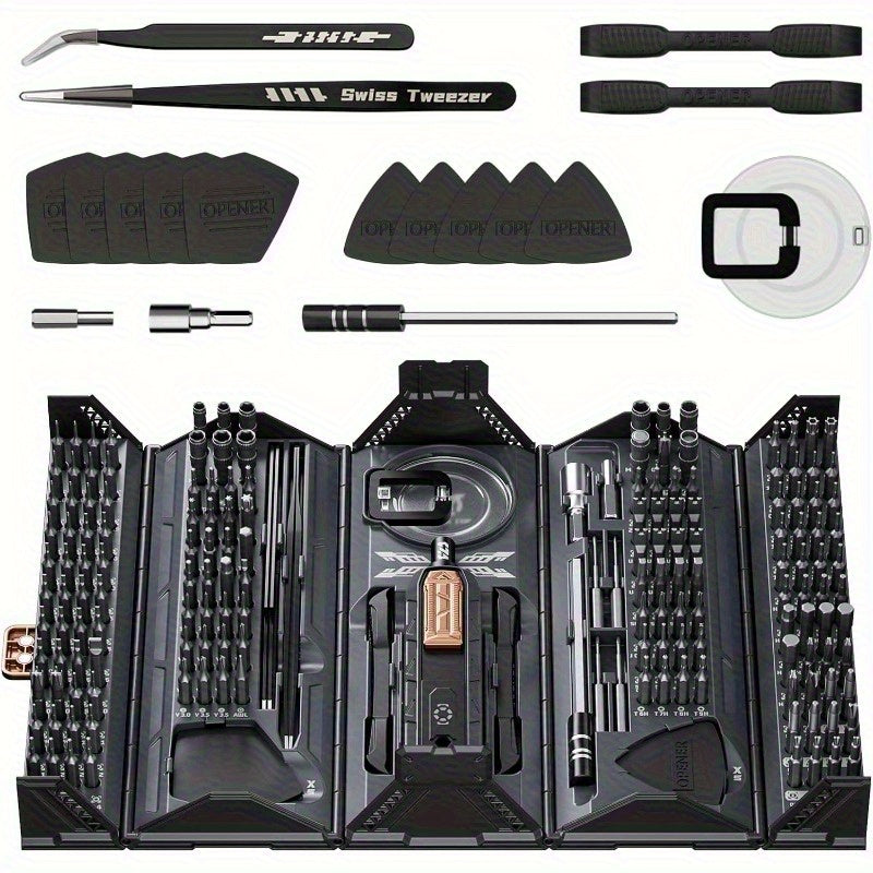 [Professional Repair Kit] 180-In-1 Manual Precision Screwdriver Set, Container Modeling Design, Angular, Stylish, Professional Magnetic Repair Kit, Suitable for Laptops, Mobile Phones, Cameras, Tablets, Household Appliances, Glasses, Game Consoles, Etc