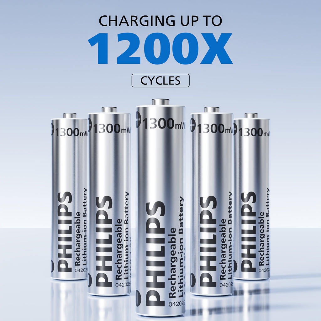For PHILIPS 8-Pack AAA Rechargeable Lithium Batteries with Charger, 1300mWh High Capacity 1.5V AAA Batteries, Long Lasting Rechargeable AAA Li-ion Battery with Integrated Charing Storage Box, Rechargeable Batteries Aa, Batterie Rechargeable, Rechargeable