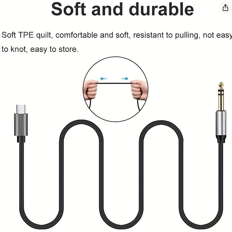 [Type-C to 6.35Mm] TYPE-C to 6.35Mm Mobile Phone Connection Mixer Type C to 6.5Mm Power Amplifier Audio Line Headphone Speaker