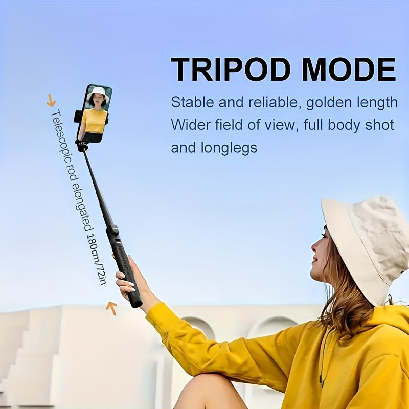 66.7 Inch Retractable Selfie Stick Professional Floor Tripod for Live Streaming, with Wireless Remote, 360° Rotation, Stable Anti-Shake Design. Ideal for Travel Vlogs & Outdoor for Live Streaming. Compatible with Iphone/Android Smartphones