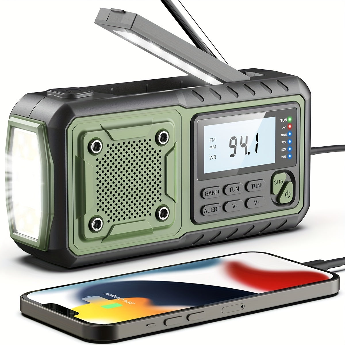5000mAh Emergency Radio Hand Crank Weather Radio, Solar Powered Hand Crank Portable NOAA AM FM Battery Powered Radio with Flashlight Weather Alert, SOS Alert And Reading Light, Family Gift Survival Geara
