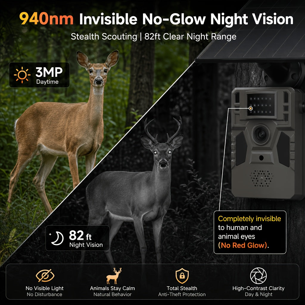 4G Cellular Trail Camera No WiFi Required, 4G Wireless Game Camera with Phone App Remote View, 2K Wildlife Scouting Cam for Deer Hunting, Livestock Monitoring & Rural Property Security