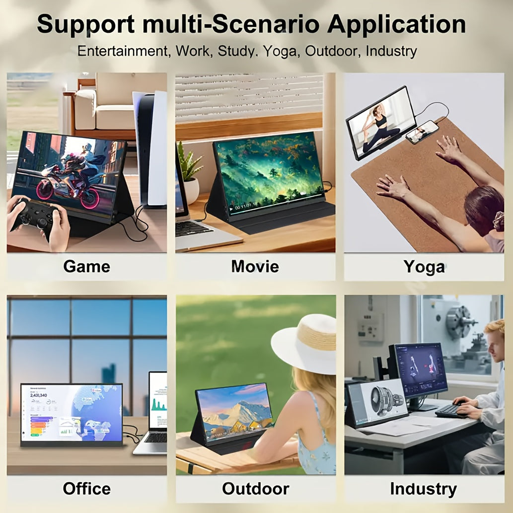 2026 New HDRinch Portable Monitor Laptop, 16;9 15.6-inch 1080p72 NTSC 100 SRGB USB C HDTV Travel External Second Computer Screen HDRinch Portable Monitor Laptop, Gaming for Monito, for iPhone, for Android, PC