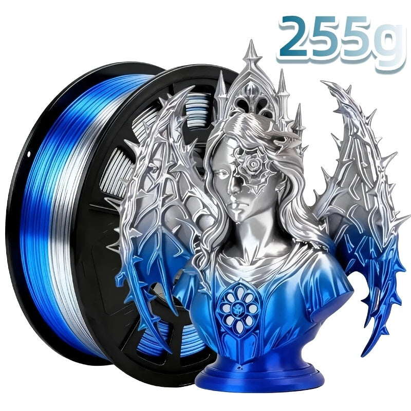 Dual-Color 3D Printing Filament PLA Material, PLA 250G, Diameter 1.75Mm +/- 0.02Mm High Precision, Suitable for Most 3D Printers, Vacuum Packaging, Smooth Printing, Reliable Quality, Suitable for Beginners And Hobbyists