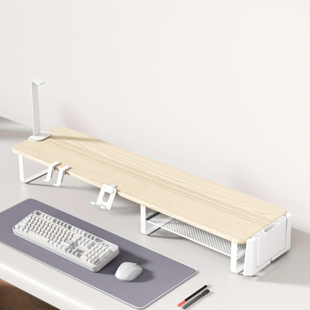 [Monitor Stand Organizer] A Versatile Monitor Stand That Includes a Headset Holder, a Stand for Phones And Tablets, And a Game Controller Holder, Designed to Organize Your Desktop for Computer Monitors, Laptops, Gaming, And Office Use