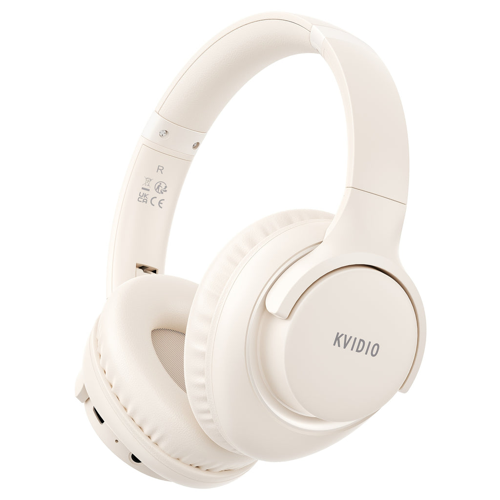 KVIDIO Wireless Over-Ear Headphones, Rich Bass, Hifi Stereo, Low Latency, 65 Hours Ultra-Long Battery Life, with Microphone, Foldable Lightweight Design, Suitable for Travel, Work