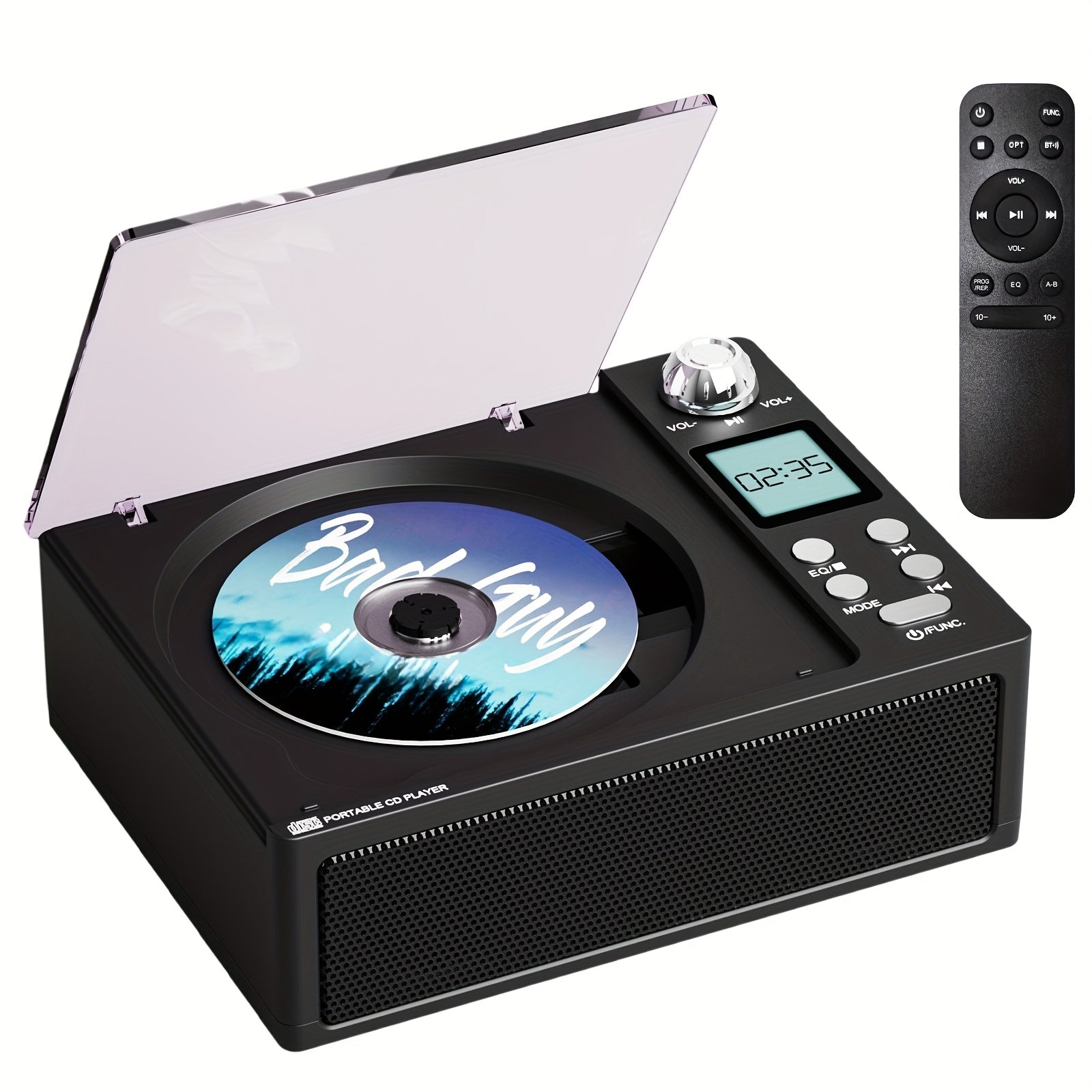[CD Player with Stereo] CD Player with Stereo Speaker, USB Player, AUX Input, Dual Stereo Speakers, FM Radio, Type C Charging, LED Display, Remote Controller, Dual Wireless Model, Stereo Earphone Jack