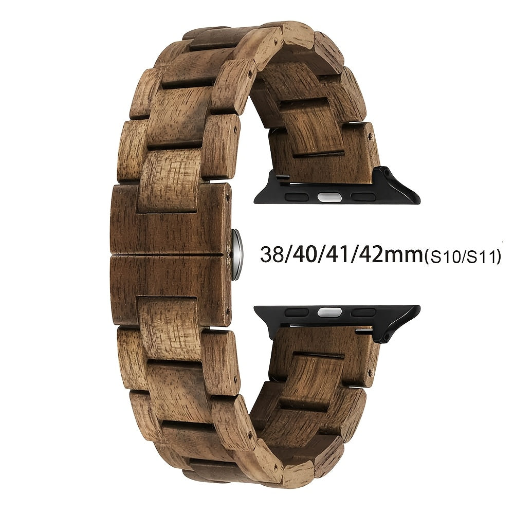 Blackwood & Walnut Wood Watch Band for Apple Watch - Stylish, Lightweight, and Durable Design with Adjustable Buckle, Comfortable Fit, Perfect for Casual Attire, Smartwatch Accessory | Adjustable Strap | Natural Wood Texture