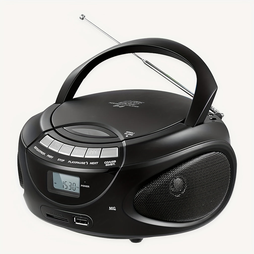M-AMAZUP Portable CD Player Boombox with Dual Stereo Speakers, AM/FM Radio, Stereo Earphone Jack, Aux Input, USB, TF Card Player, Wireless Speaker, Multi-Functional MP3 Player, A-B Repeat, Plug & Play, 120V, M-AMAZUP
