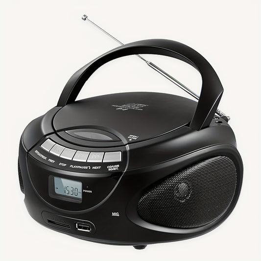 M-AMAZUP Portable CD Player Boombox with Dual Stereo Speakers, AM/FM Radio, Stereo Earphone Jack, Aux Input, USB, TF Card Player, Wireless Speaker, Multi-Functional MP3 Player, A-B Repeat, Plug & Play, 120V, M-AMAZUP