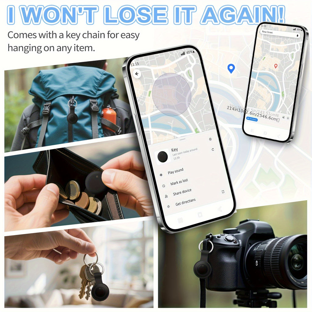 [Android Find My GPS] Rexzol 2Pack Air Tracker for Android Find My Mini GPS Tag Anti-Lost Device with Android Find My Phone, with Keychain Holder Case - Track Keys, Wallet, Pets, Cars, Suitcase - Durable Long-Lasting Use