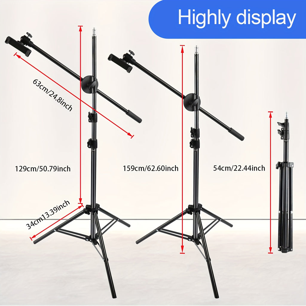 Adjustable 62in Phone Tripod, with Travel Bag, Overhead Phone Holder, Desktop Tripod for Cookie Decoration and Teaching Online Live Streaming and Demonstrating Drawing, Sketching, and Cooking
