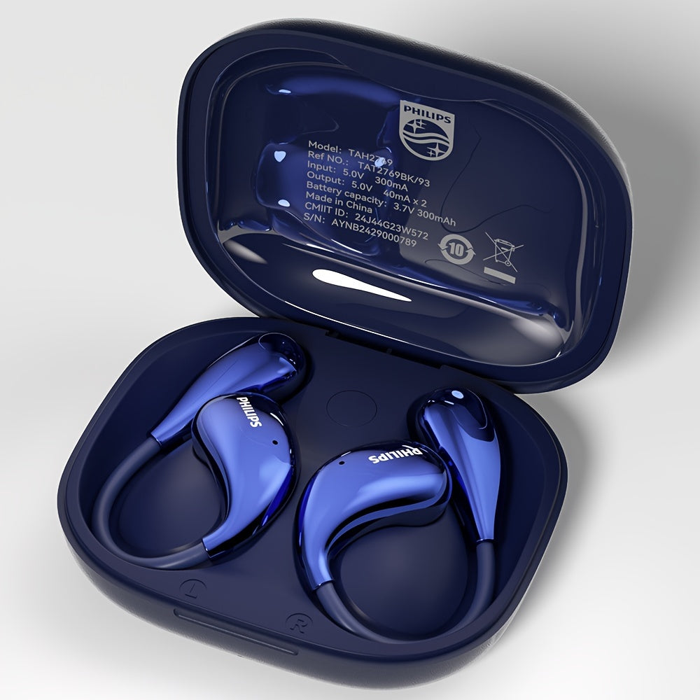 New Philips BT5. 4 Wireless Earphones Wireless Earbuds for Running Sports, Over-Ear Headphones Earphones with Earhooks, Noise Cancelling Headset Built-in Mic TAT2769