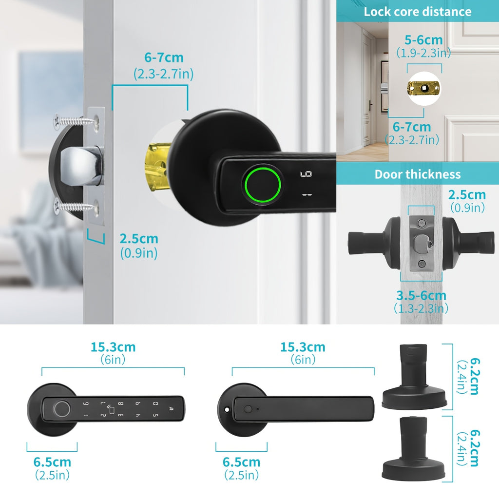 Smart Door Lock with Fingerprint Scanner, 5-In-1 Keyless Entry System (Fingerprint/Password/Nfc/ Backup/Physical Keys) - App-Controlled Deadbolt, Alexa Compatible, for Home/Apartment/Door, - (Keys Included)