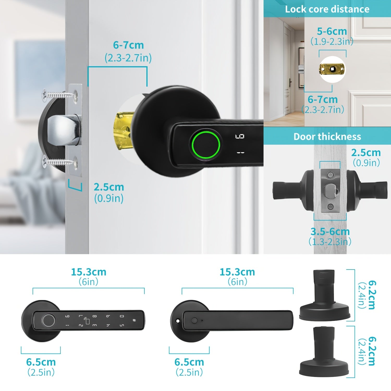 Smart Door Lock with Fingerprint Scanner, 5-In-1 Keyless Entry System (Fingerprint/Password/Nfc/ Backup/Physical Keys) - App-Controlled Deadbolt, Alexa Compatible, for Home/Apartment/Door, - (Keys Included)