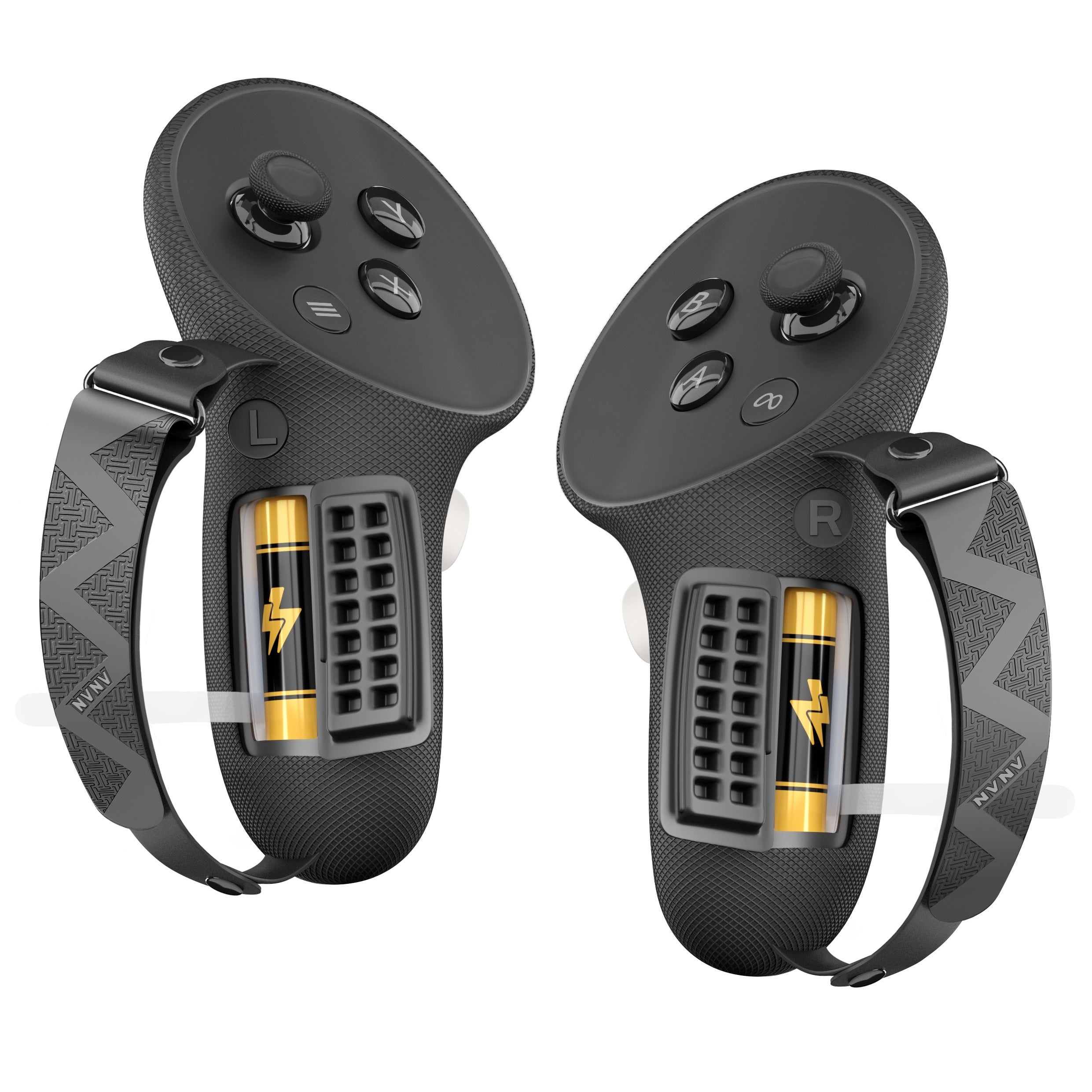 [Meta Quest 3and3S] Controller Grips Cover Hand Straps Protector, Compatible With Meta Quest 3and3S Accessories, Anti-Throw Silicone Grip Cover With Adjustable Knuckle Strap Battery Opening