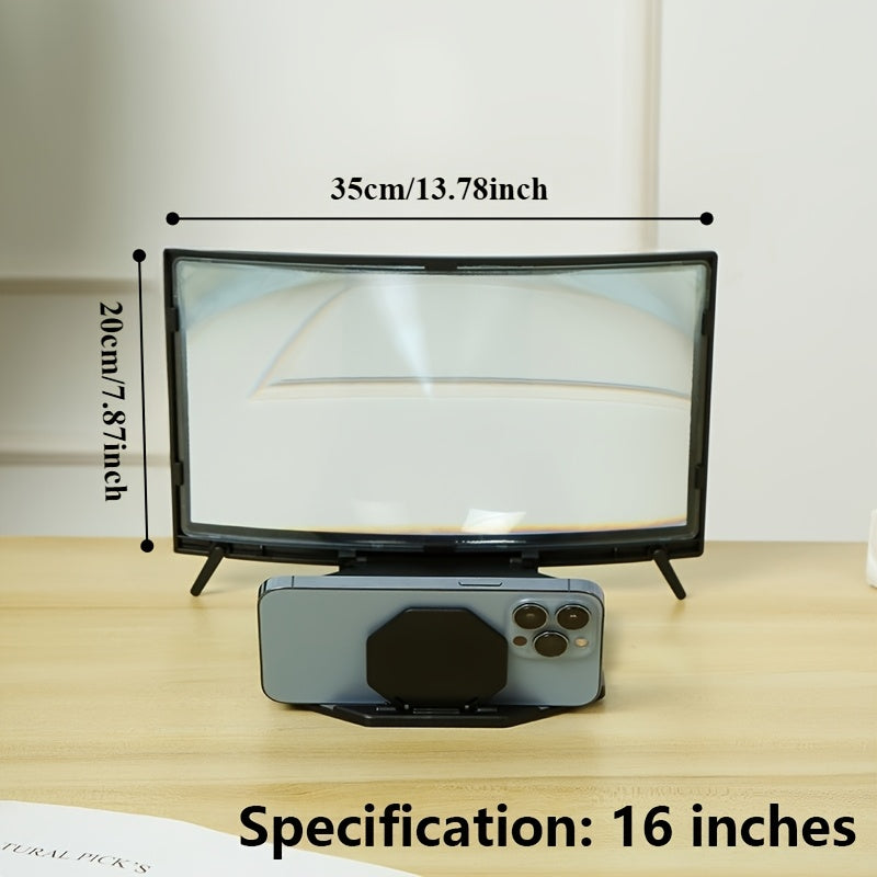 [HD Curved Magnifier] 16-Inch HD Curved Phone Magnifier Featuring a Foldable Stand, a Contrast Ratio of 3000:1, And a Wide Viewing Angle of 1080 Degrees. It Is Ergonomically Designed for Watching Movies, Gaming, And Video Calls