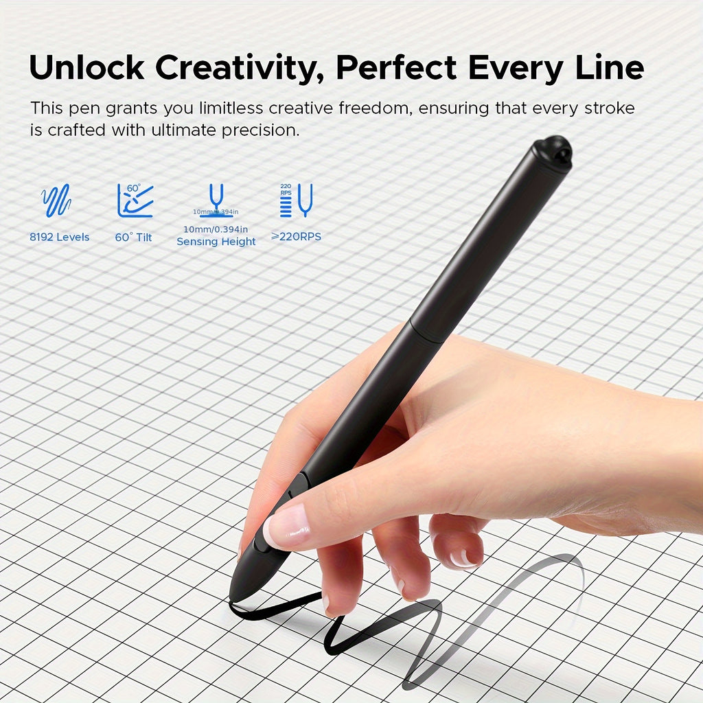 1060Graphic Drawing Tablet, 10 X 6 Inch Drawing Tablet With 8192 Levels Battery-Free Pen And Bag, 12 Hot Keys, Compatible With PC/Mac/Android For Painting, Design & Online Teaching
