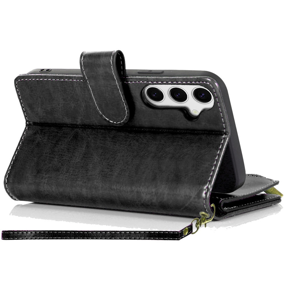 For Samsung Galaxy S25 FE Phone Case, Luxury Wallet Card ID Zipper Money Holder Case Cover