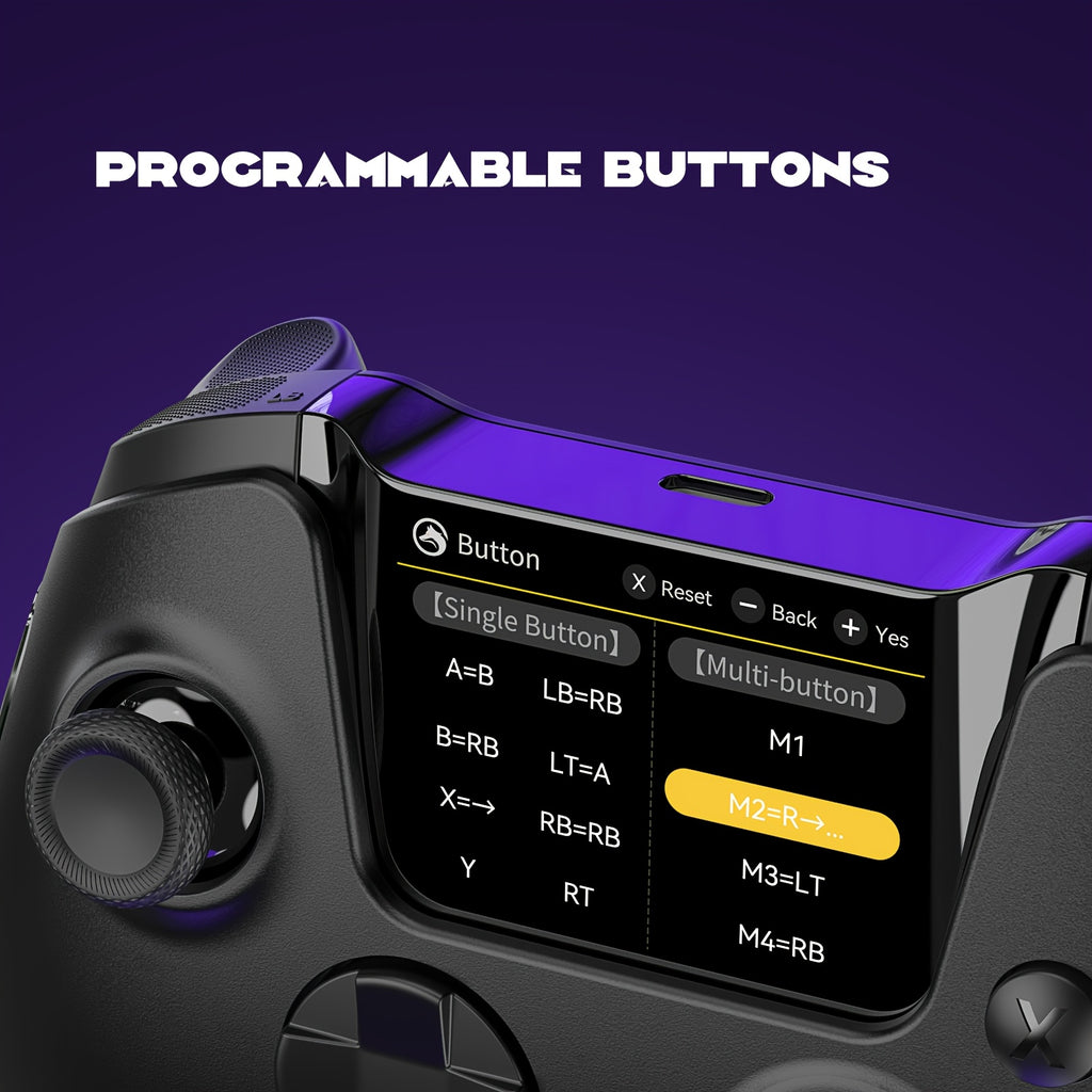 [Wireless Gaming Controller] Interactive Screen Wireless Gaming Controller for Pc/Switch/Ios/Android/Steam Deck, Hall Effect Stick And Trigger, RGB Lighting, Remappable Buttons, 1800Mah with Charging Dock -V2/Black (No Drift). [Notice] Not Compatible with