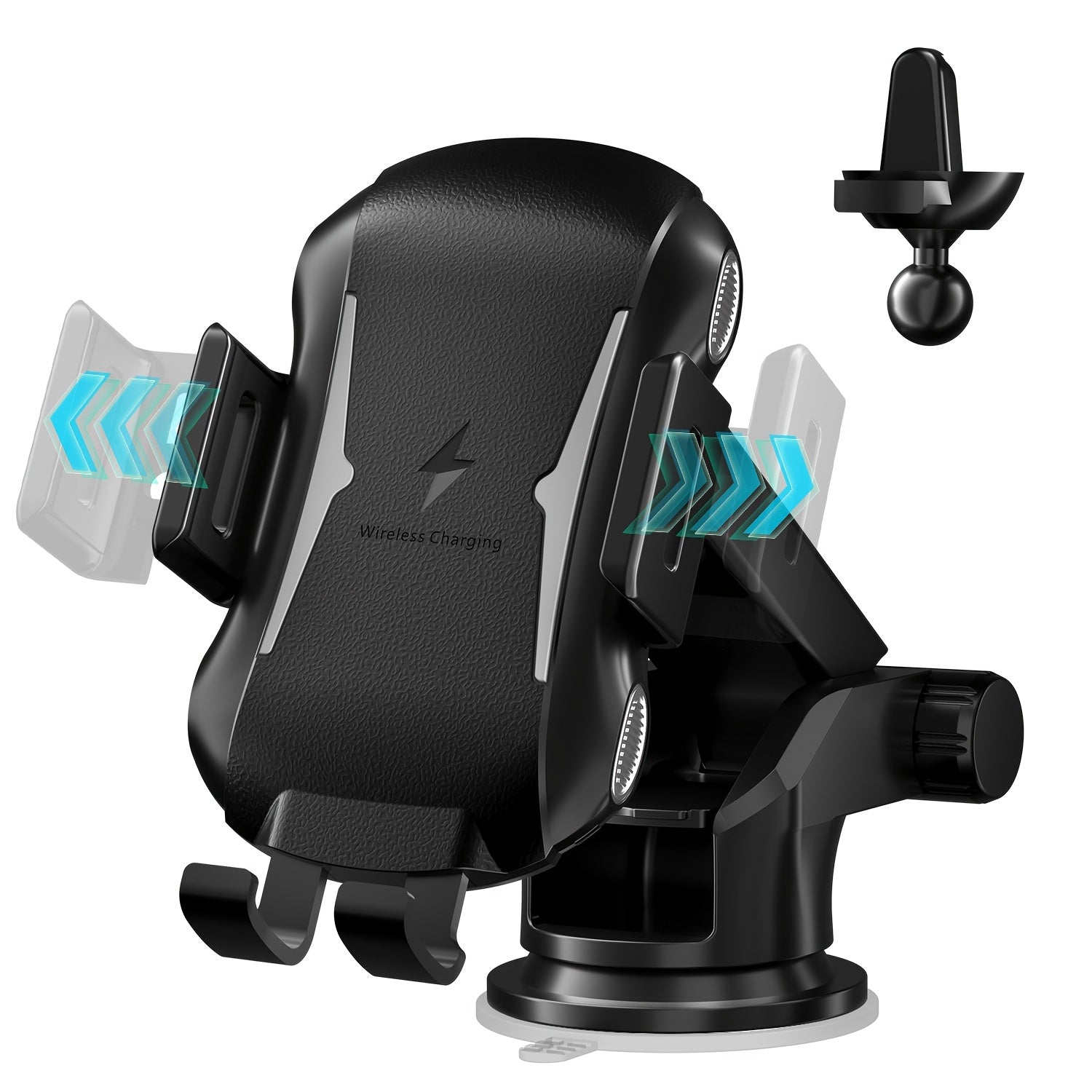 Auto-Sensing Car Phone Mount - Wireless Charger Fast Charge with Vent Clip & Dashboard Suction, Auto-Lock Tech For, Smart Car Holder