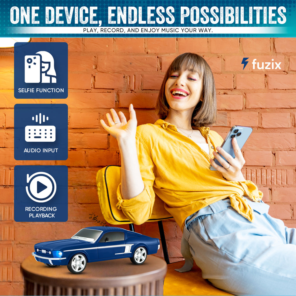 Fuzix WS-1967 Car Bluetooth Speaker – Retro Replica Design with LED Lights, Wireless Stereo Sound, FM Radio, USB/TF/AUX Input, Multiple Playback Modes, Rechargeable Battery, Clear High-Quality Audio, Perfect for Home, Travel, Parties & Festival Gifts