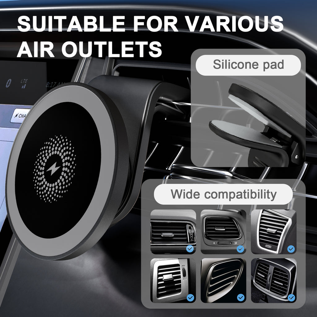 15W Maximum Fast Magnetic Wireless Car Charger Mount, Vehicle Phone Holder for Iphone 17/17 Air 16/16 Pro/16 Plus/16 Pro Max/15/14/13/12 Series, Compatible with for Samsung Galaxy Series And Android Phones, Supports Multiple Devices