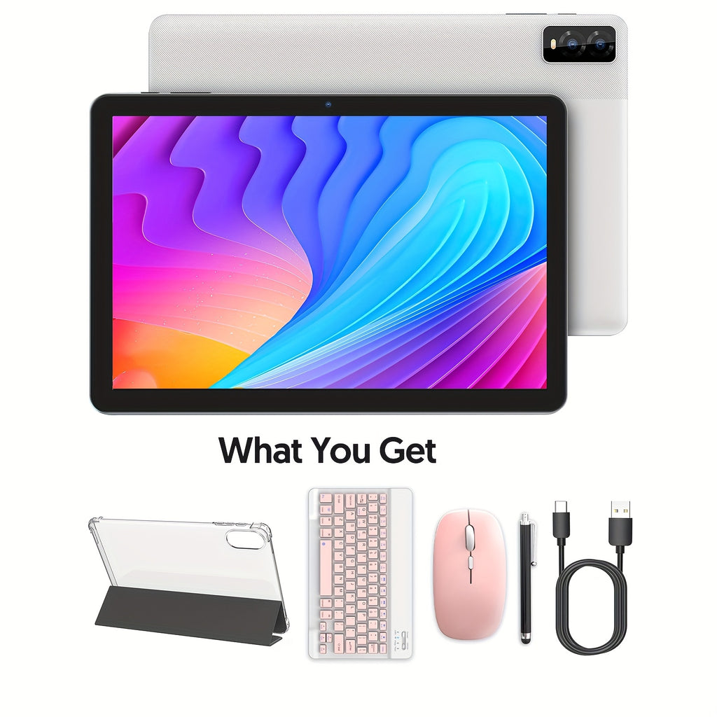 Android 14 Tablet, 10 Inch 8(3+5)GB RAM+32GB ROM/ 1TB Expandable Tableta PC, Octa-Core Processor Computer, 1280 * 800 IPS Touch Screen, 2+2 MP Dual Camera, Wifi, 2 in 1 Tablet with Optional Keyboard, Mouse, Case, Sylus Wthout Electricity, Tablet