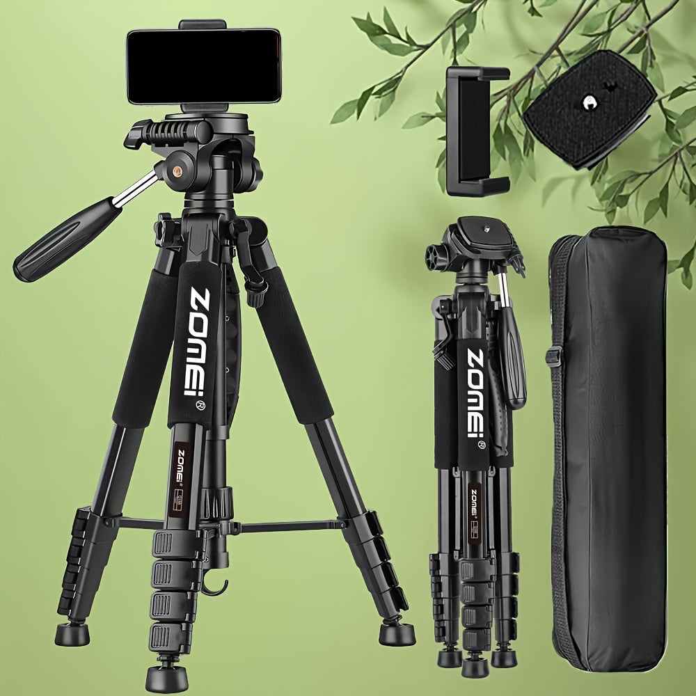 65 Inch Professional Heavy Duty Camera Mount, Extendable Aluminum Alloy Tripod Stand with Phone Clip, Carry Bag, Professional Travel Photography Camera Tripod for SLR Camera, Phone, Projector, Spotting Scopes, Webcam