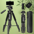 65 Inch Professional Heavy Duty Camera Mount, Extendable Aluminum Alloy Tripod Stand with Phone Clip, Carry Bag, Professional Travel Photography Camera Tripod for SLR Camera, Phone, Projector, Spotting Scopes, Webcam