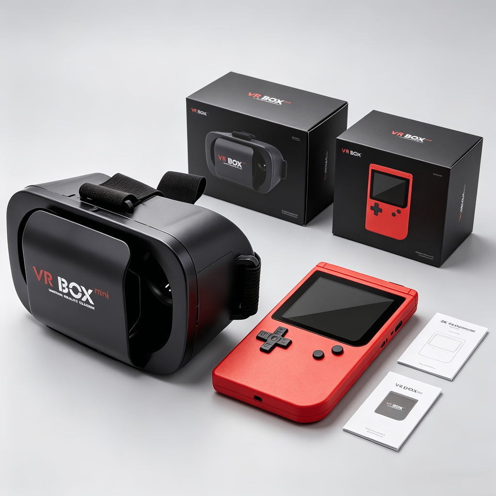 2026 New Mini 3DVR Glasses And Handheld Game Console Set, HD Virtual Reality Glasses with Retro Handheld Game Console, Small Head Size Friendly, Immersive Viewing, Portable Design, Play Games Anytime, Retro Nostalgic Game Console