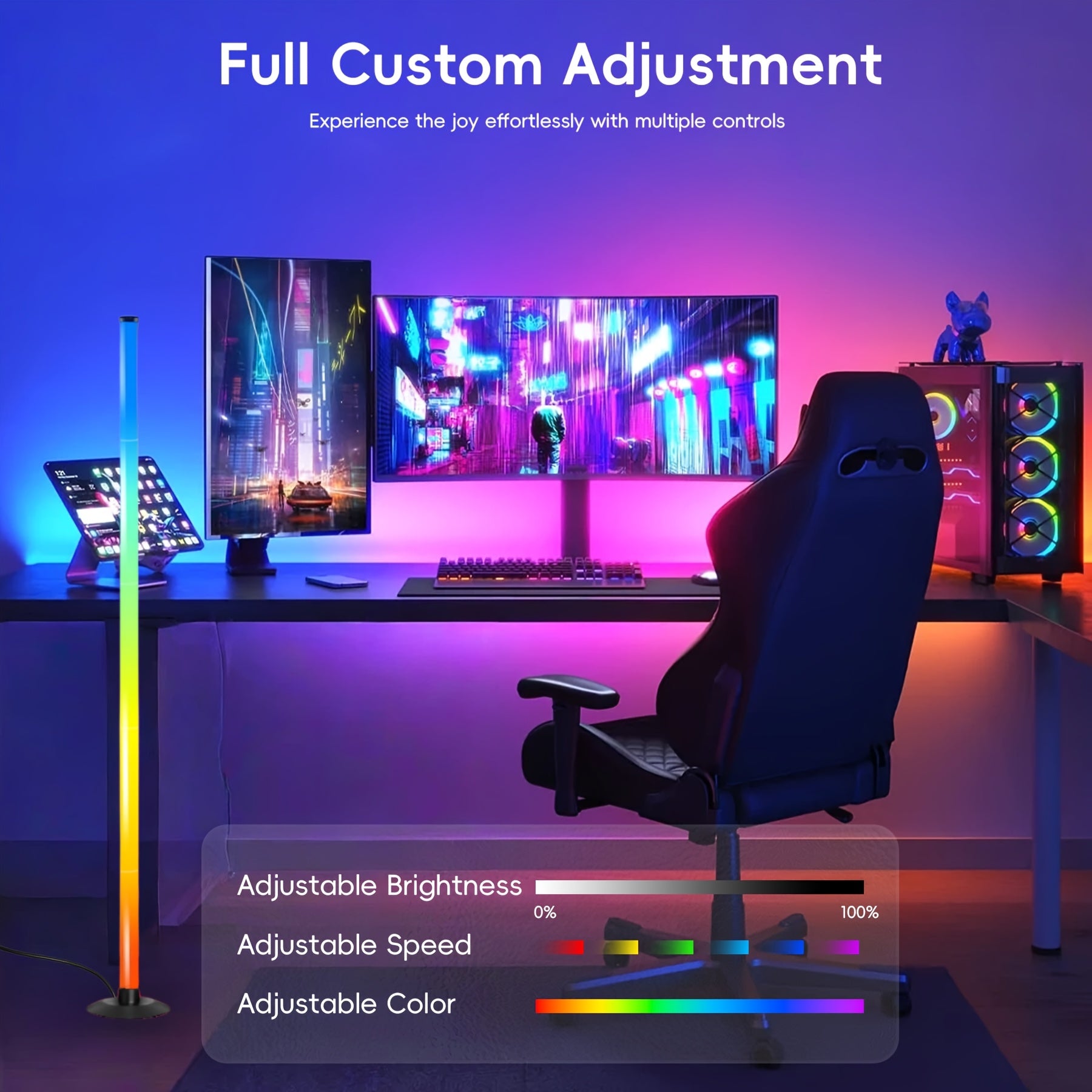 [RGB LED Floor Lamp] Smart RGB LED Corner Floor Lamp, 172 LEDs 1000lm, USB Powered Standing Lamp, App And Remote Control, IC+RGBW Color Changing, 64+ Music Modes, Music Sync, 16 Million Colors Ambient Lighting. Modern Corner Lamp For Bedroom, Gaming Room
