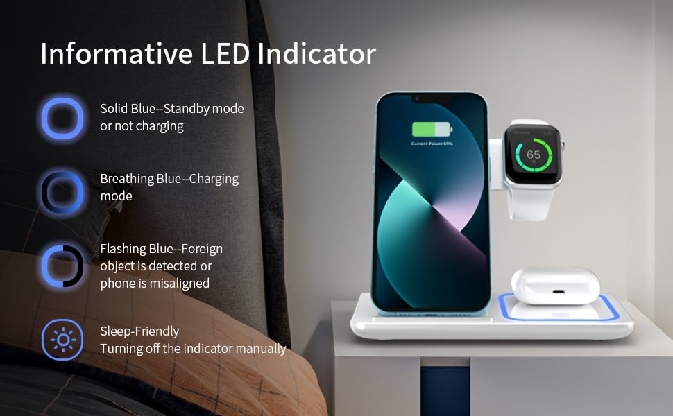 Wireless Charging Station 3-In-1 Standard 15W Fast Mag-Safe Charger Stand, Suitable for Iphone 17, 16, 15, 14, 13, 12, 11, 8, Pro Max/Pro/Mini/Plus, Iwatch Ultra 11/10/9/8, 7/6/5/4/3/2, SE, Airpods 4/3/2/Pro/Pro2/Pro3