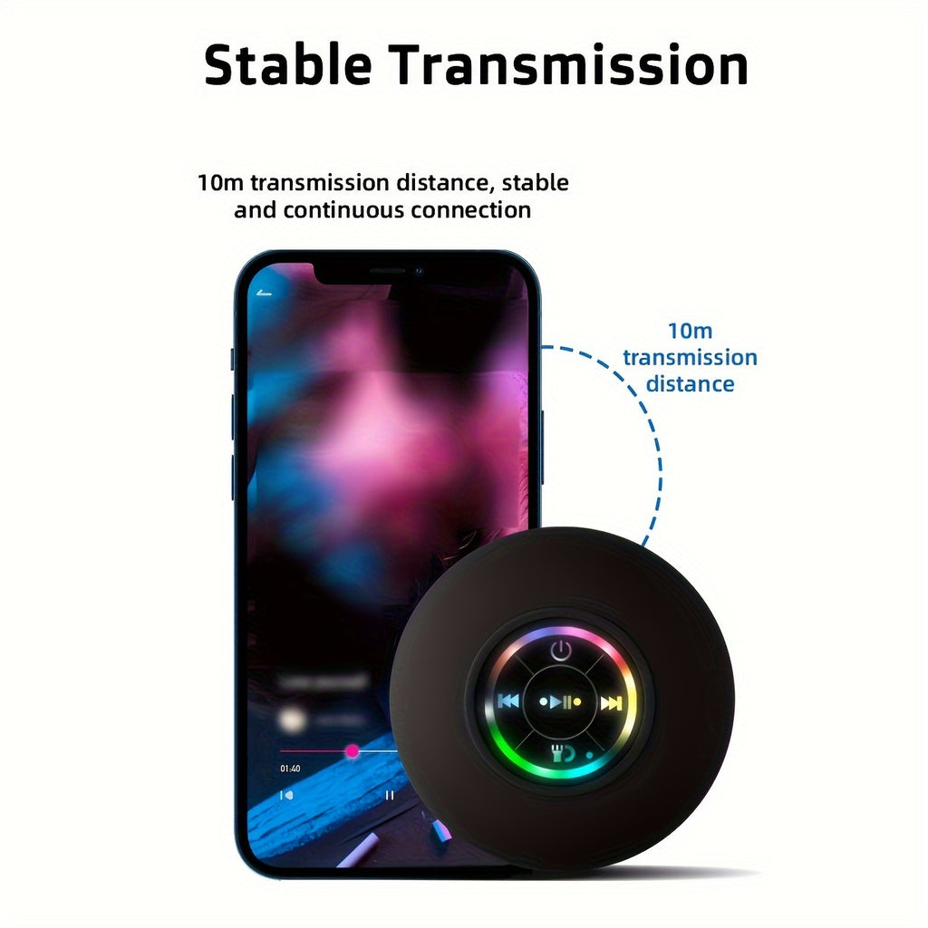 LED bathroom sound wireless speaker USB charging 400mAh button control comes with large suction cups