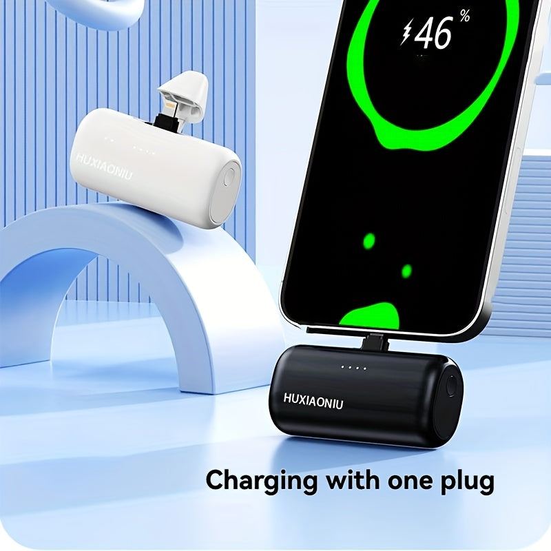 Portable Charger for Iphone with 2-In-1 Connector, 5000Mah Small Power Bank, Smart LCD Battery Digital Display, 5V-2A Charging for Iphone 17/16/15/14/13/12/11