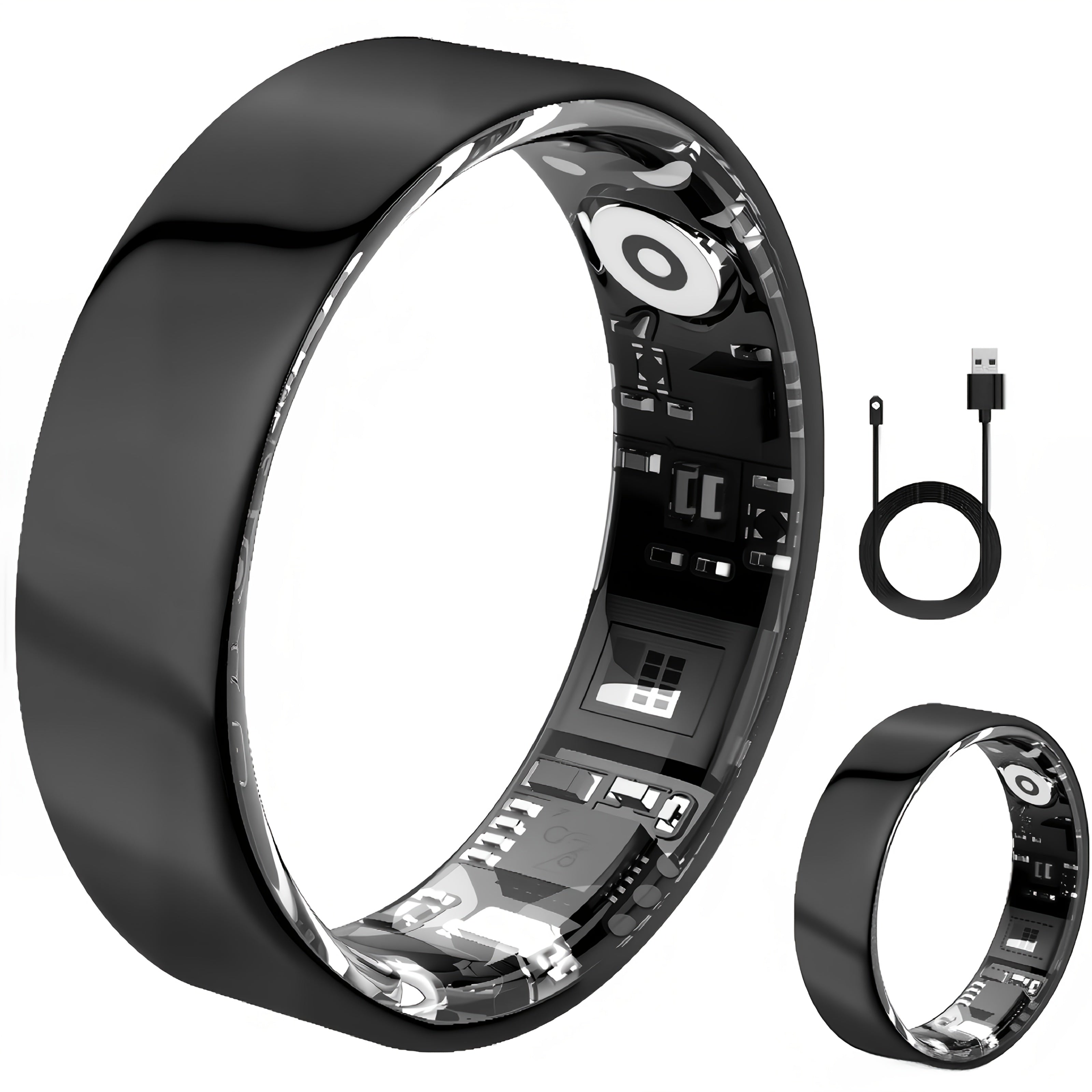 New Smart Ring with Charging Compartment, Fitness, Steps, Distance, Calories, Sleep, Exercise, Compatible with Iphone And Android, USB Charging, Ideal Valentine'S Day/Christmas/New Year Gift