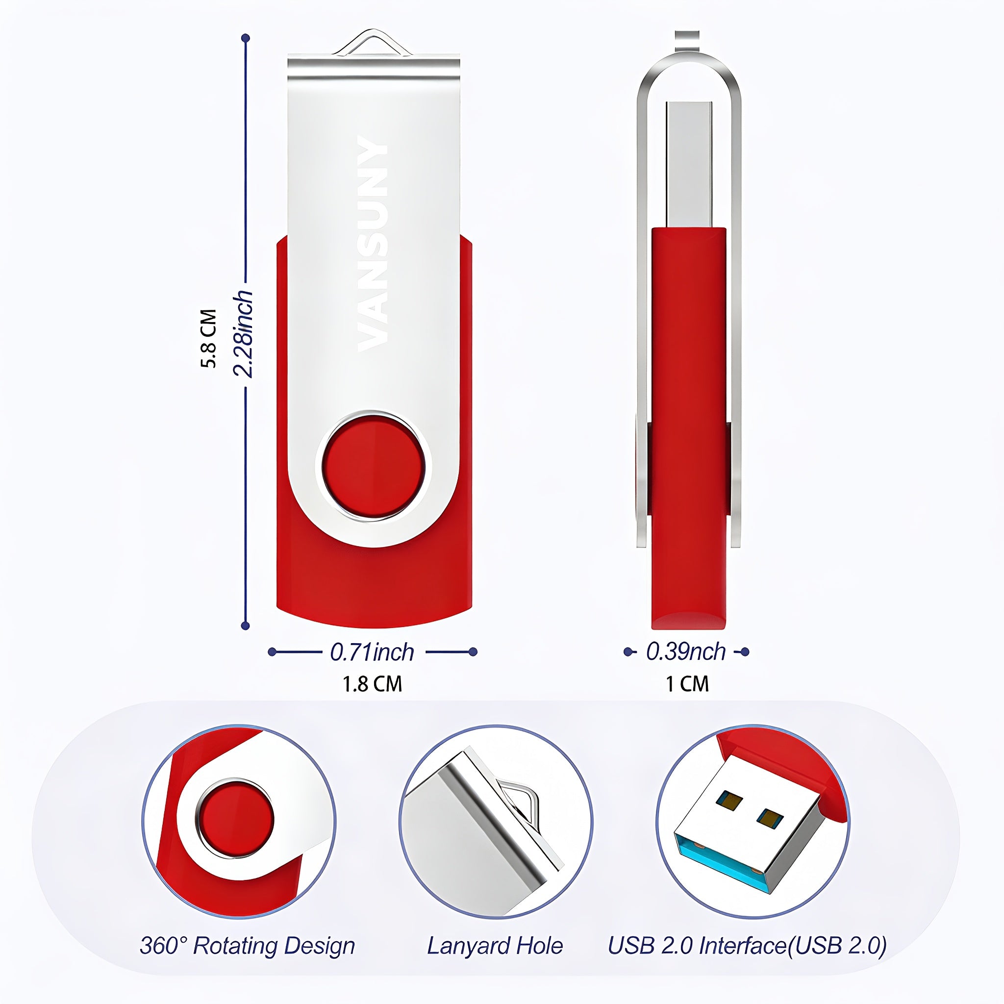 5 Packs Of 64GB USB Stick USB Flash Drive Thumb Drive 5 Packs Of 4GB/8G/16GB/32GB/64GB Rotary USB Drive Memory Stick Jump Drive USB 2.0 Flash Drive Zip Drive Pen Drive (5 Colors)