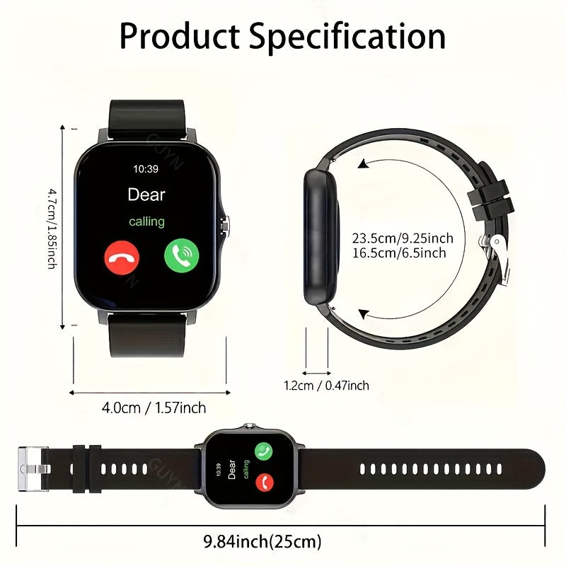 New 1.83-inch Large Dial Full Touch Screen Men's And Women's Smartwatch, with Wireless Calling And Message Reminders, Is A Beautiful Gift for Family And Friends, USB Rechargeable, Weather Notification, Sports Tracker, Pedometer, Multiple Sports Modes