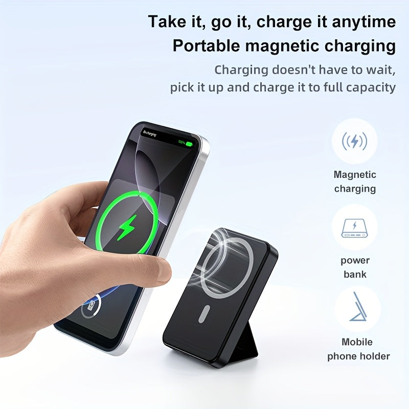New 10000mAh Magnetic Wireless Power Bank 22.5W/PD20W Mobile Phone Portable Charger LED Battery Display Emergency Backup for Outdoor Travel Charging 3 Devices At The Same Time, Comes with A Stand for Use On The Plane