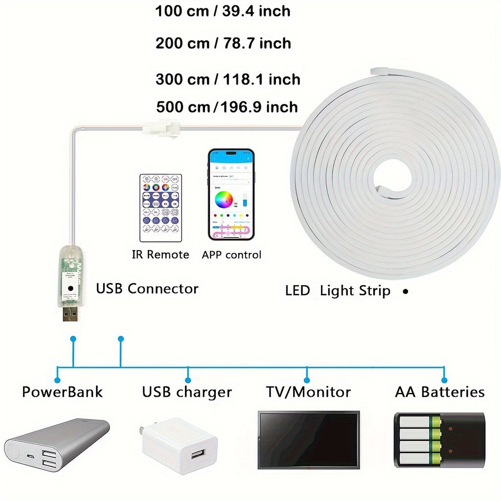 Strong Outdoor/indoor Dual-purpose RGBIC Neon Light Rope - APP/remote Control Dual Control | Suitable for Courtyard Walls, Store Signs, Bedrooms, Game Rooms, and Halloween/Christmas Decorations