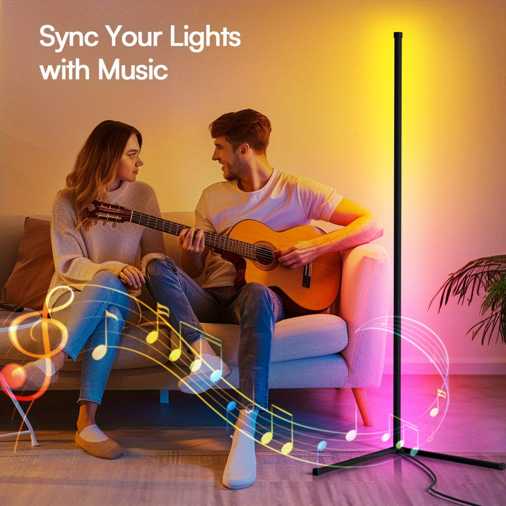 [Christmas Halloween] LED 1/ 2 Pack Corner Floor Light - 16 Million Color-Changing, RGB Smart Modern Light Adjustable 55.9 Inches Approx 142 Cm, with Remote And APP Control, USB Power, Four Modes, Set to Music, Game Room, Christmas And Halloween Decoratio