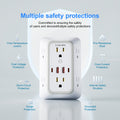 10-in-1 USB Wall Charger, Multi-Plug Wall Outlet Surge Protector, 6-Outlet AC Extender with 4 USB Charging Ports, 3-Sided 1050J Power Strip Multi-Plug Adapter for Home, Travel, Office (2A/2C), Total USB Output: 5V/3.1A, Multi-Plug Outlet for College