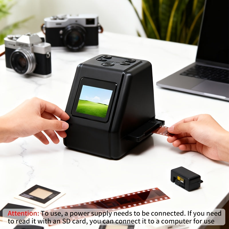 [10MP Film Scanner] Negative Film Scanner, Mini Movie Scanner, 10MP Negative Film & Slide Scanner with 2.0" LCD Screen, 1-Second Fast Scanning, Supports 35mm/110/Super8 Film & Slides, Converts Negatives to Digital JPEG, Easy-Load Design for Home Photo Arc