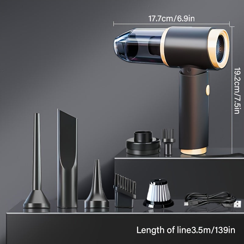[Wireless Handheld Vacuum] Blow And Suction All-In-One Wireless Handheld Vacuum Cleaner - Computer Cleaning, Small Car Vacuum, for Home, Office, Pet Hair Cleaning Travel, Multiple Attachments, Ready to Use After Purchase, Upgraded Aluminum Fan, Power Batt